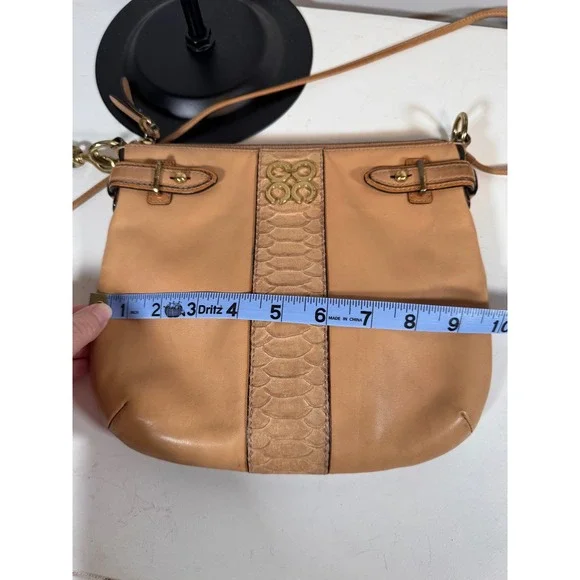 Coach Colette Tan Leather Crossbody Bag Python Stripe Gold Hardware 44808 - Picture 9 of 10